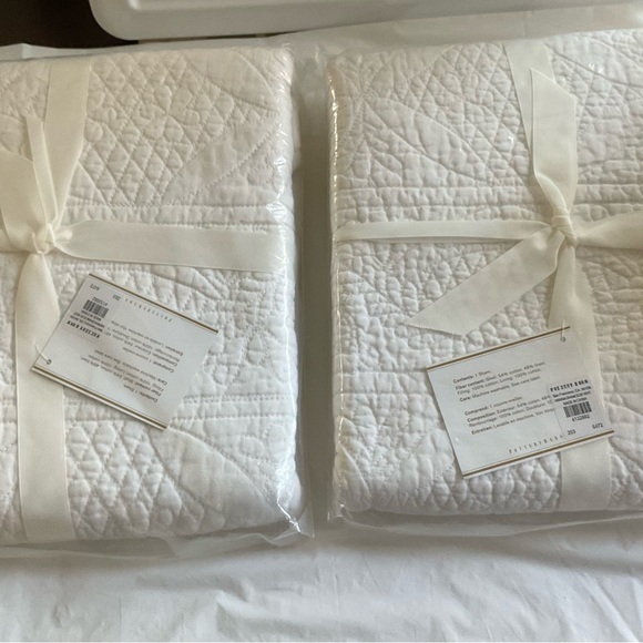 2 Pottery Barn Hanna Quilt Shams EURO White -New In Package